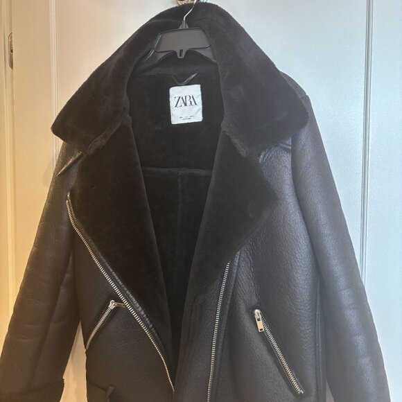 Zara Double-Faced Fur-Lined Leather Jacket - Picture 5 of 7